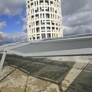 picture from above of the tensioned structure for parking